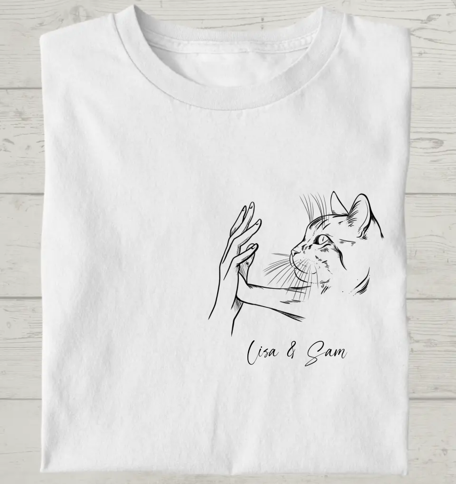 Pfoten Berührung - Personalisierbares Brusttaschen Unisex Bio T-Shirt