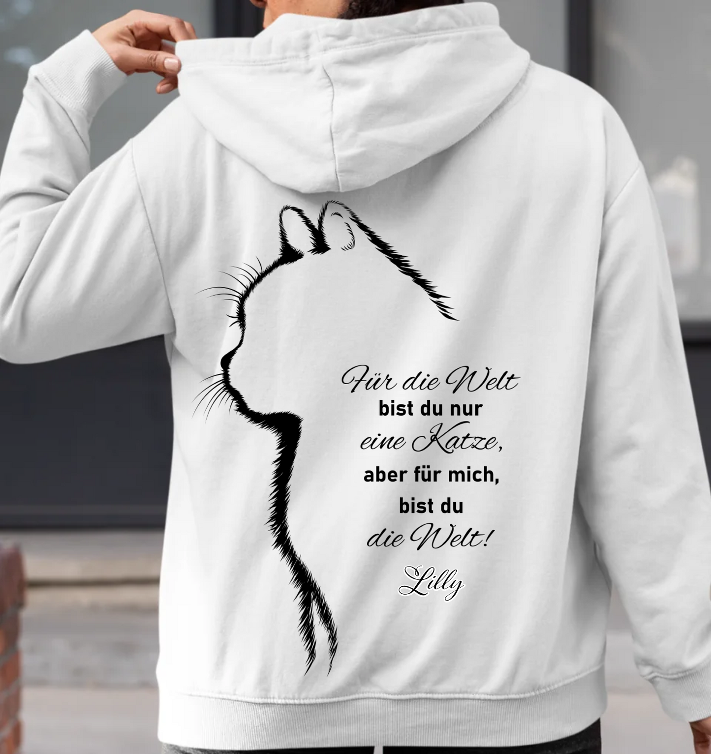 Für die Welt - Rückendruck - Personalisierbarer Unisex Hoodie