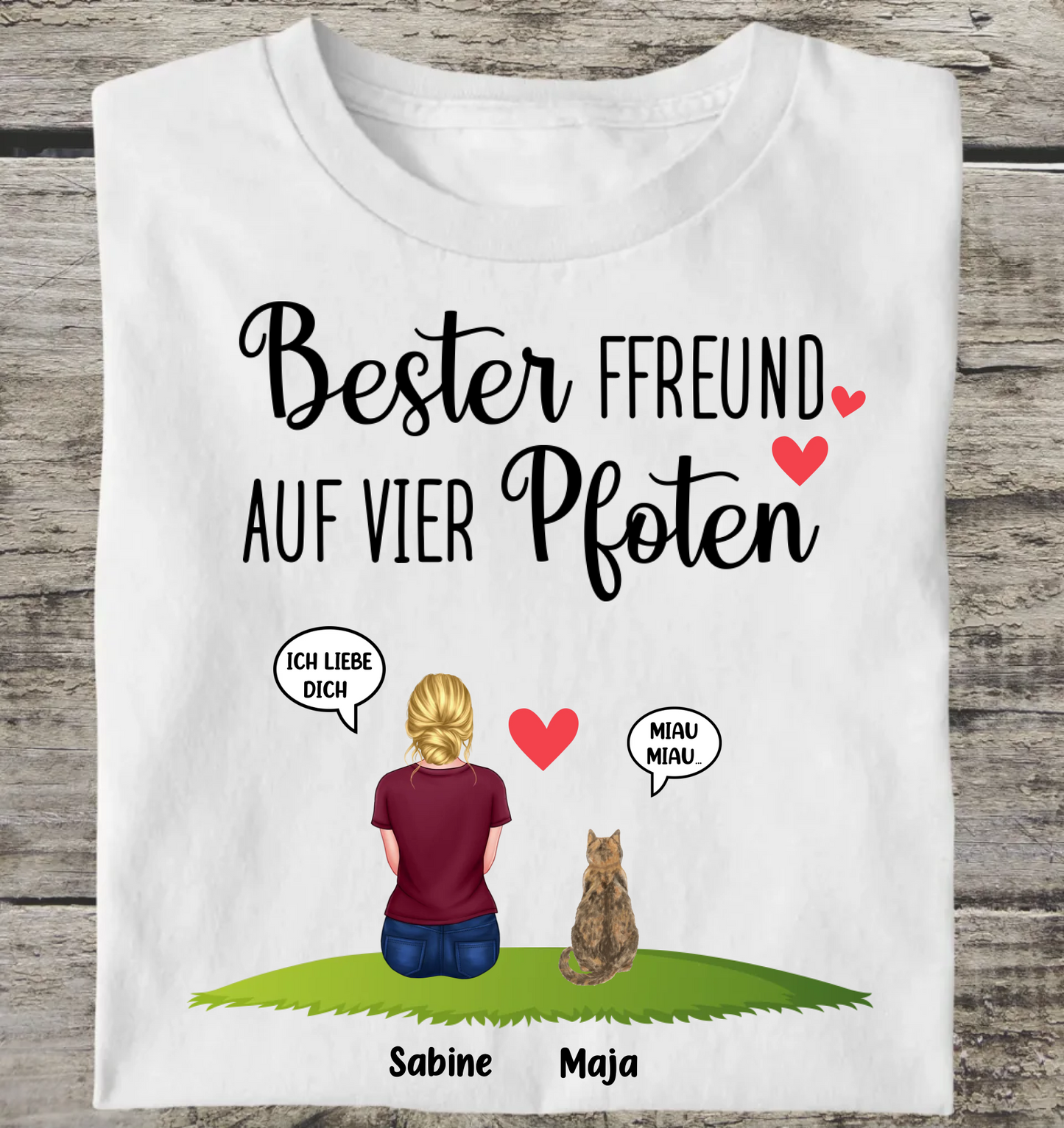 Bester Freund auf vier Pfoten - Personalisierbares Unisex Bio T-Shirt
