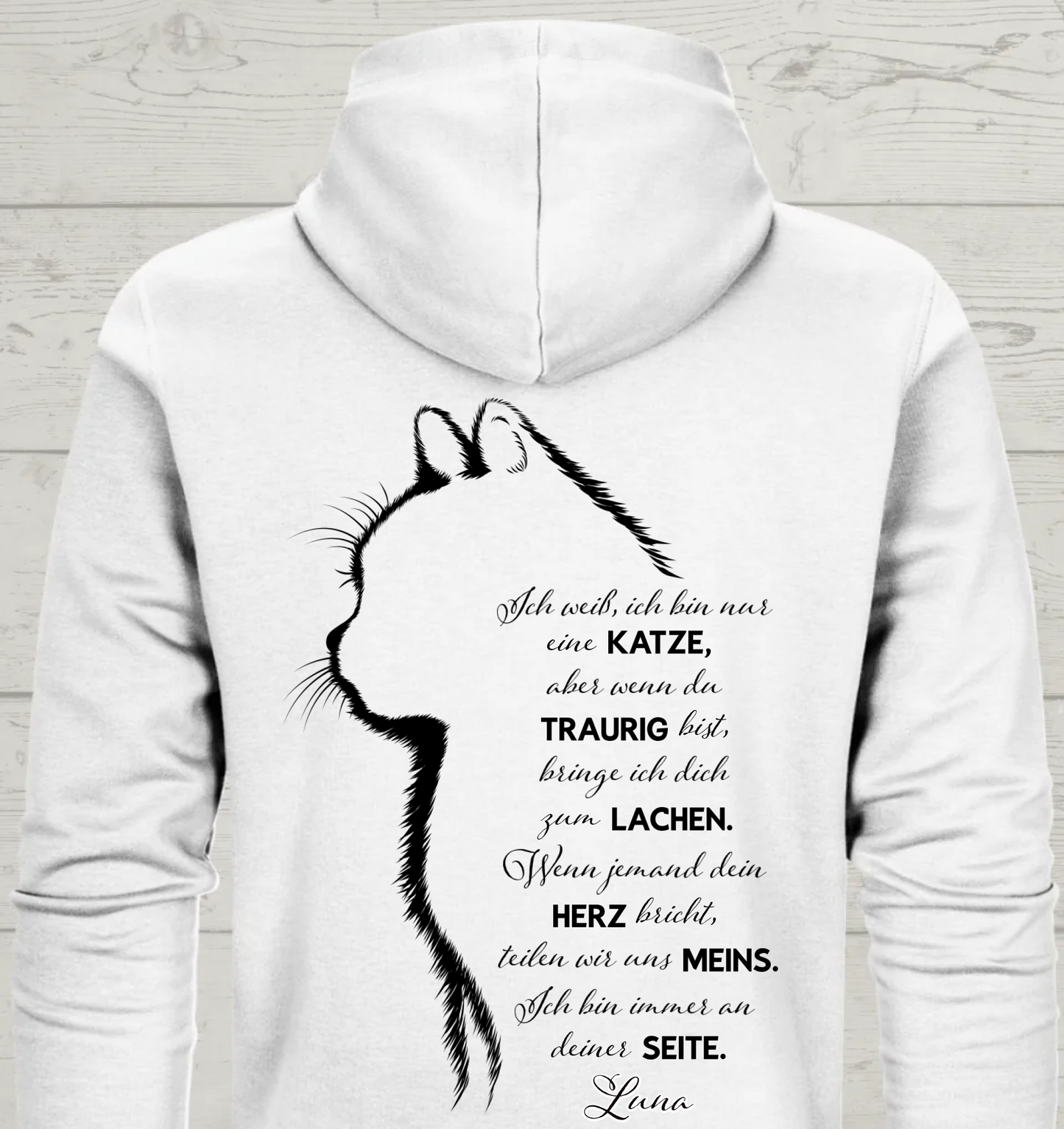 Nur eine Katze - Rückendruck - Personalisierbarer Zipper Hoodie