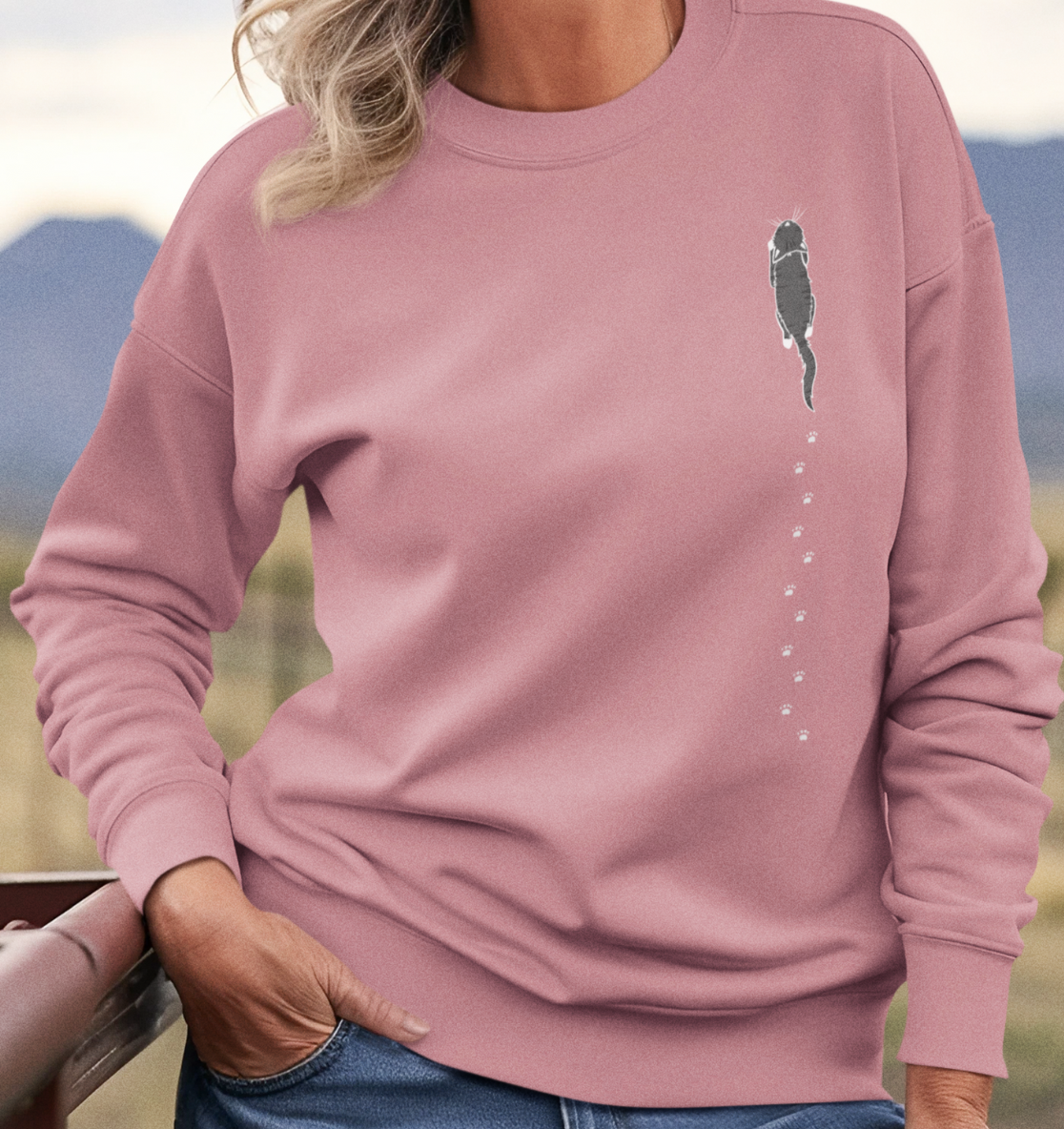 Katzenpfoten Spur - Unisex Bio Sweatshirt