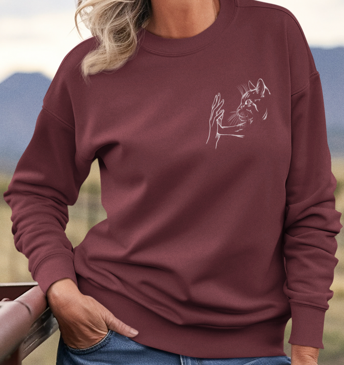 Pfoten Berührung - Brusttasche - Unisex Bio Sweatshirt