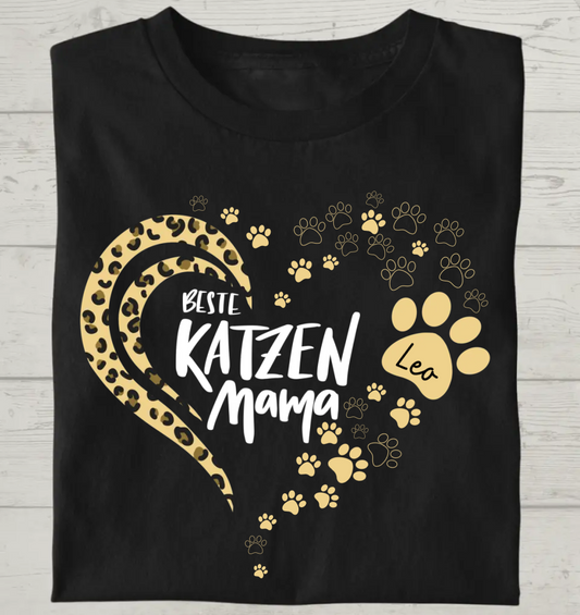 Beste Katzen Mama - Personalisierbares Unisex Bio T-Shirt