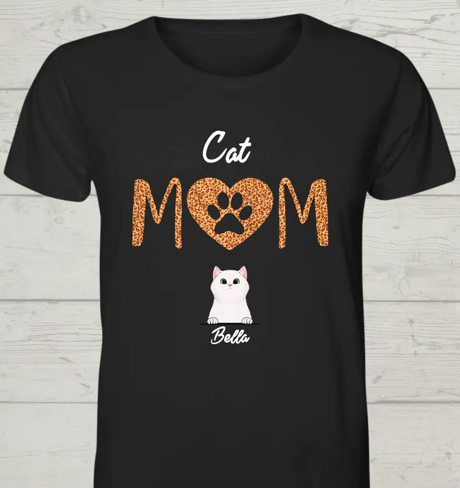 Cat Mom - Personalisierbares Unisex Bio T-Shirt