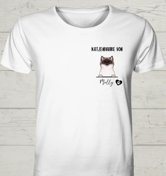 Katzenhaare von - Personalisierbares Brusttaschen Unisex Bio T-Shirt