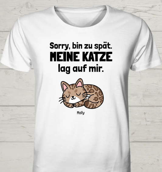 Sorry, bin zu spät - Personalisierbares Unisex Bio T-Shirt