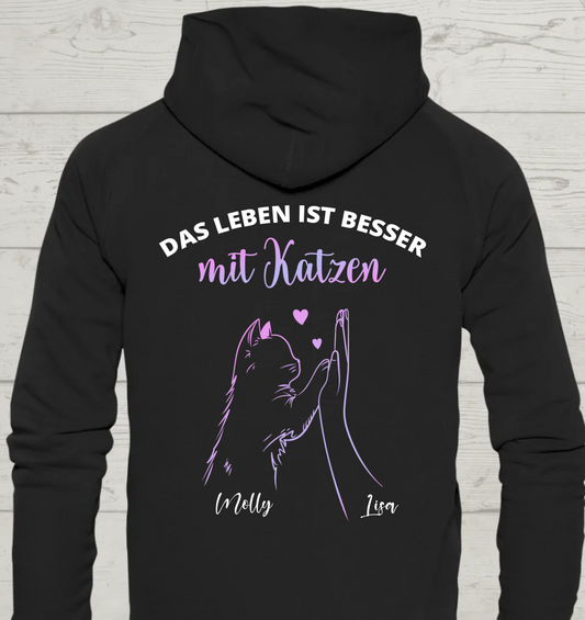 Das Leben ist besser - Rückendruck - Personalisierbarer Unisex Hoodie