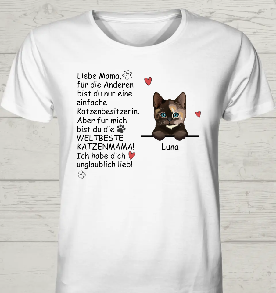 Die weltbeste Katzenmama - Personalisierbares Unisex Bio T-Shirt