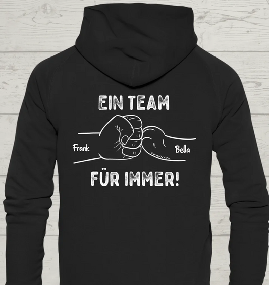 Ein Team für immer - Rückendruck - Personalisierbarer Unisex Hoodie