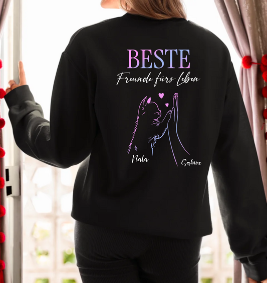 Beste Freunde fürs Leben - Rückendruck - Personalisierbares Unisex Bio Sweatshirt