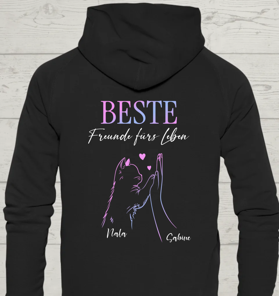 Beste Freunde fürs Leben - Rückendruck - Personalisierbarer Unisex Hoodie