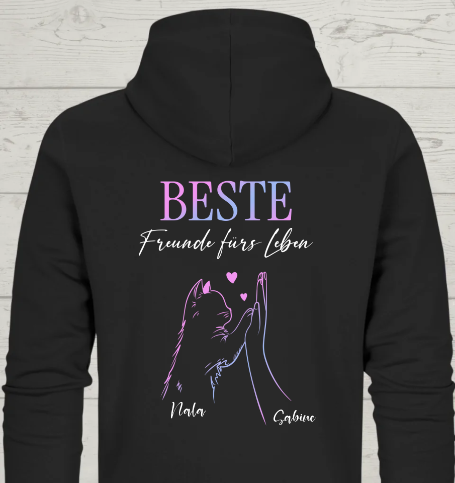 Beste Freunde fürs Leben - Rückendruck - Personalisierbarer Zipper Hoodie