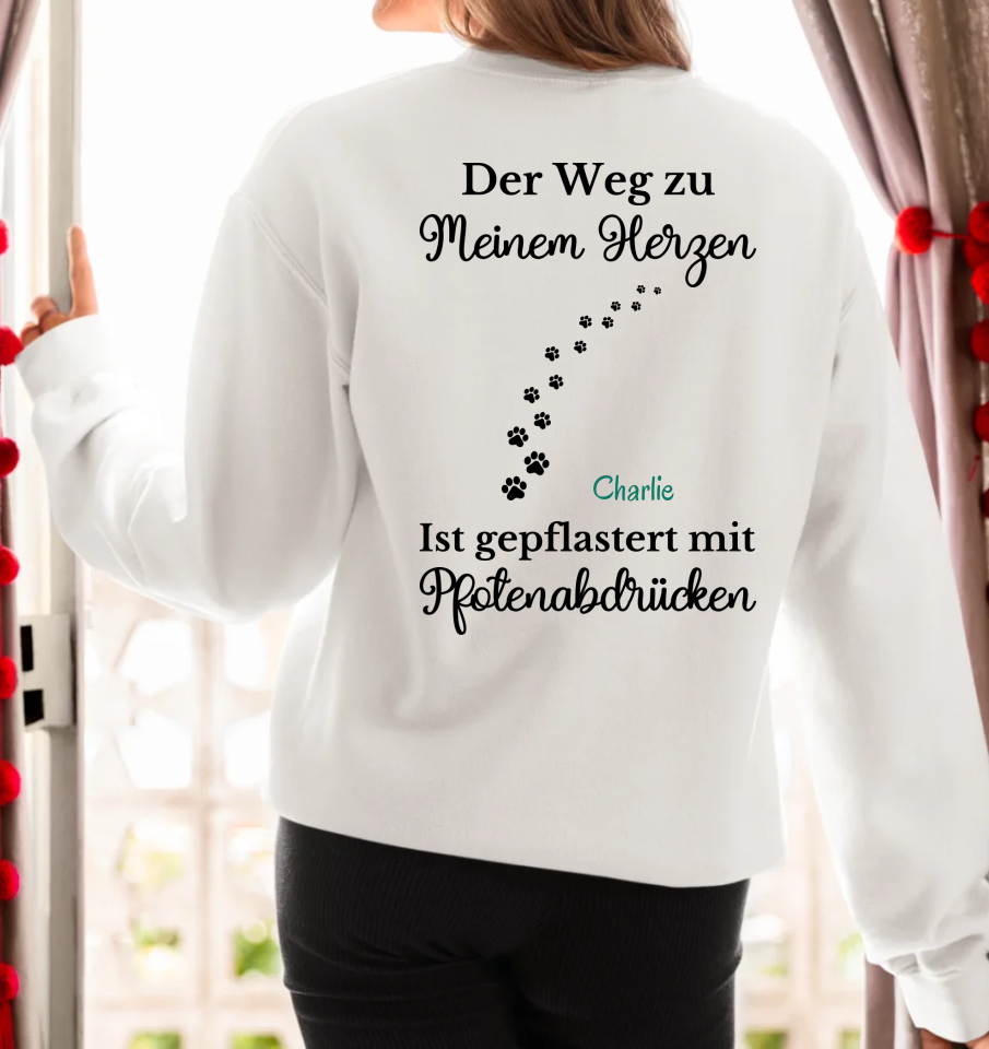 Der Weg zu meinem Herzen - Rückendruck - Personalisierbares Unisex Bio Sweatshirt