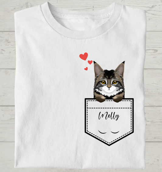 Taschenkatze - Personalisierbares Unisex Bio T-Shirt