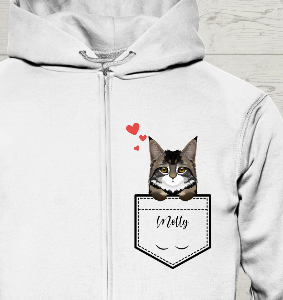 Taschenkatze - Personalisierbarer Zipper Hoodie