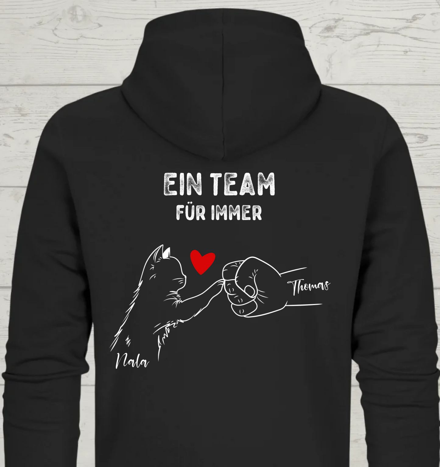 Ein Team für immer - Rückendruck - Personalisierbarer Zipper Hoodie