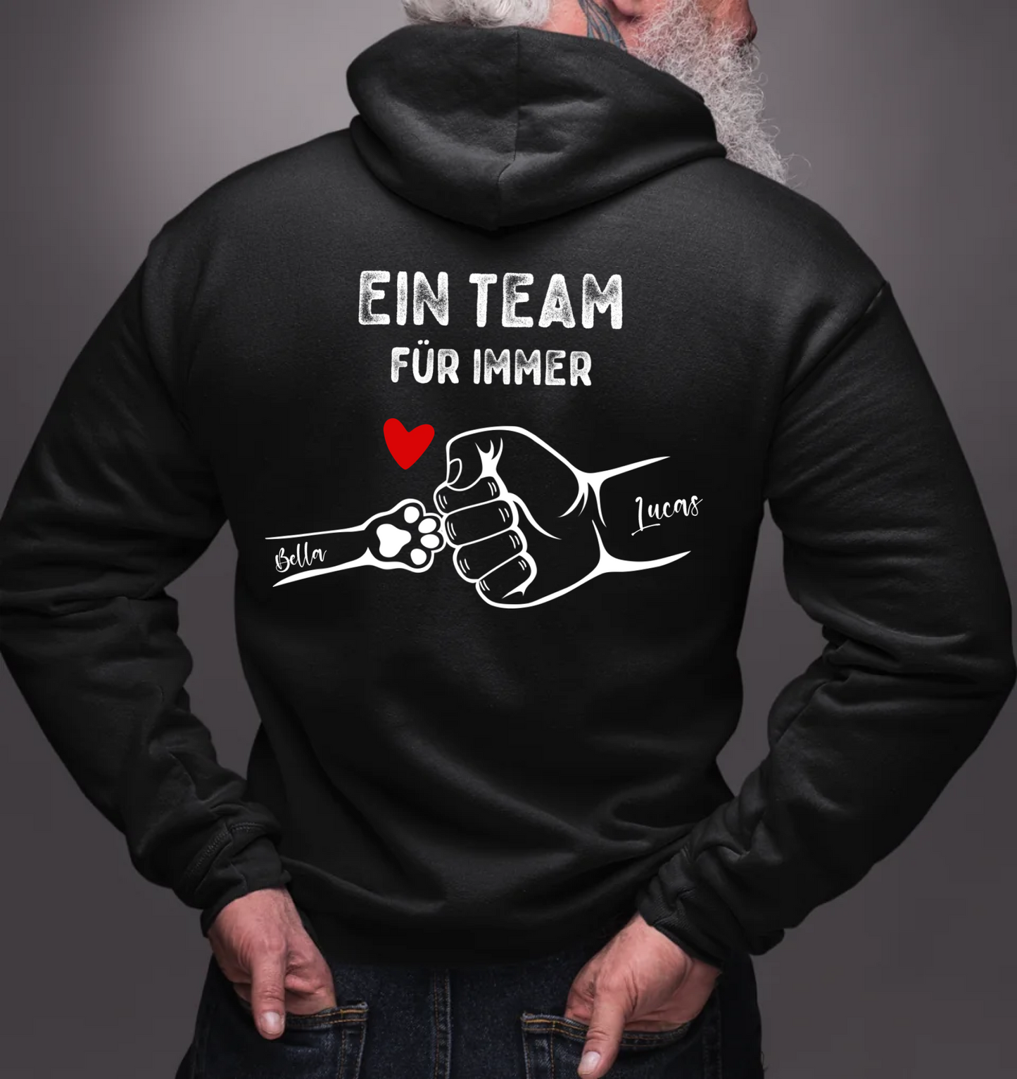 Faust & Pfote - Rückendruck - Personalisierbarer Unisex Hoodie