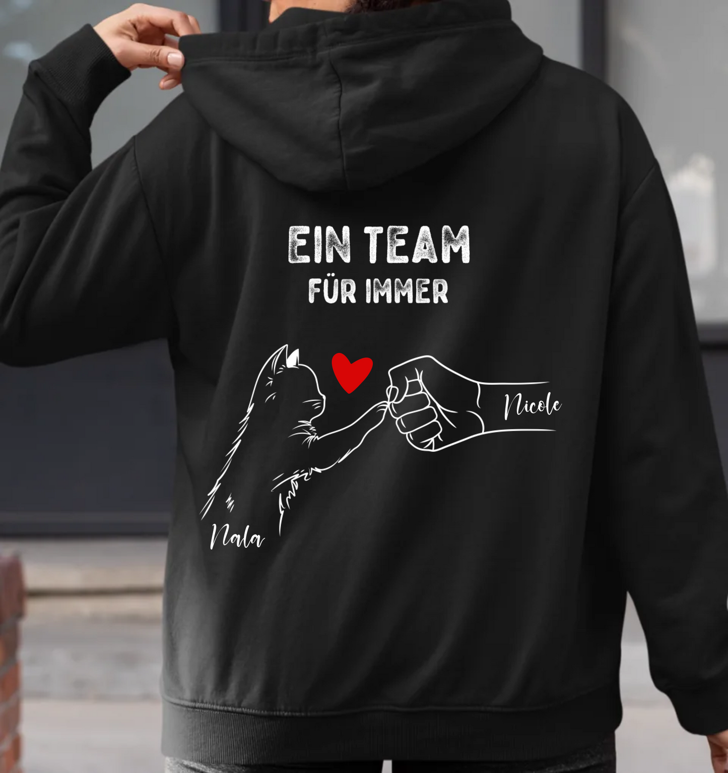 Ein Team für immer - Lady - Rückendruck - Personalisierbarer Unisex Hoodie