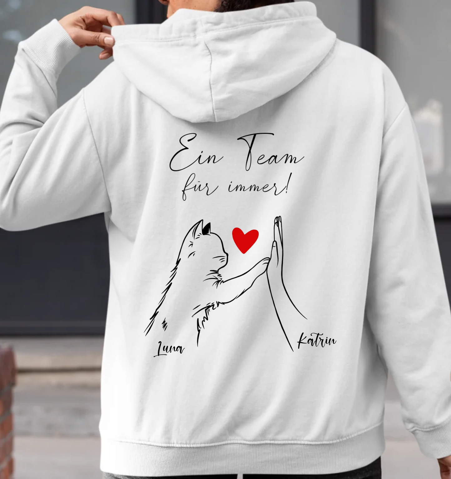 Ein Team - Lady - Rückendruck - Personalisierbarer Unisex Hoodie