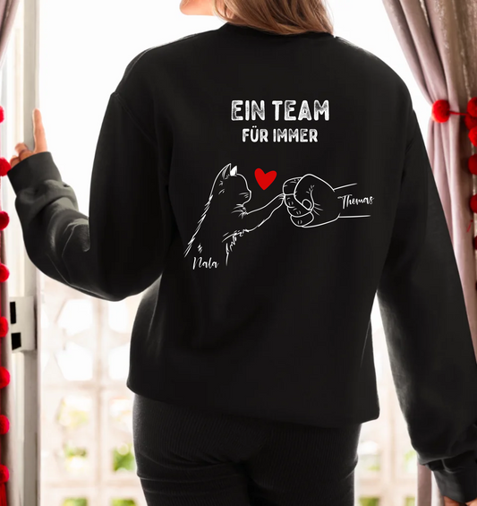 Ein Team für immer - Rückendruck - Personalisierbares Unisex Bio Sweatshirt