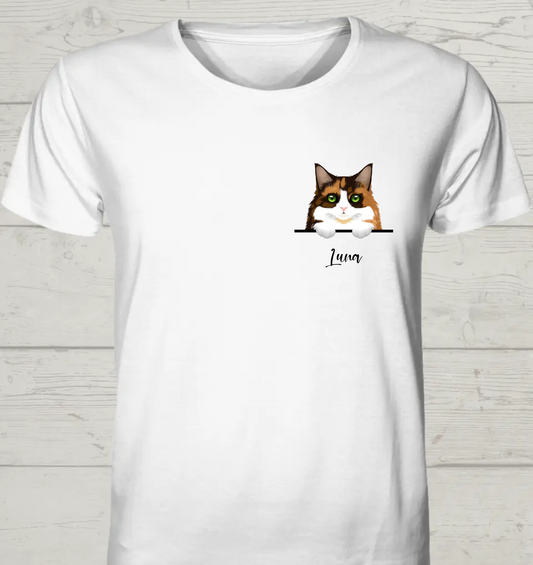 Spähende Katze - Personalisierbares Unisex Bio T-Shirt