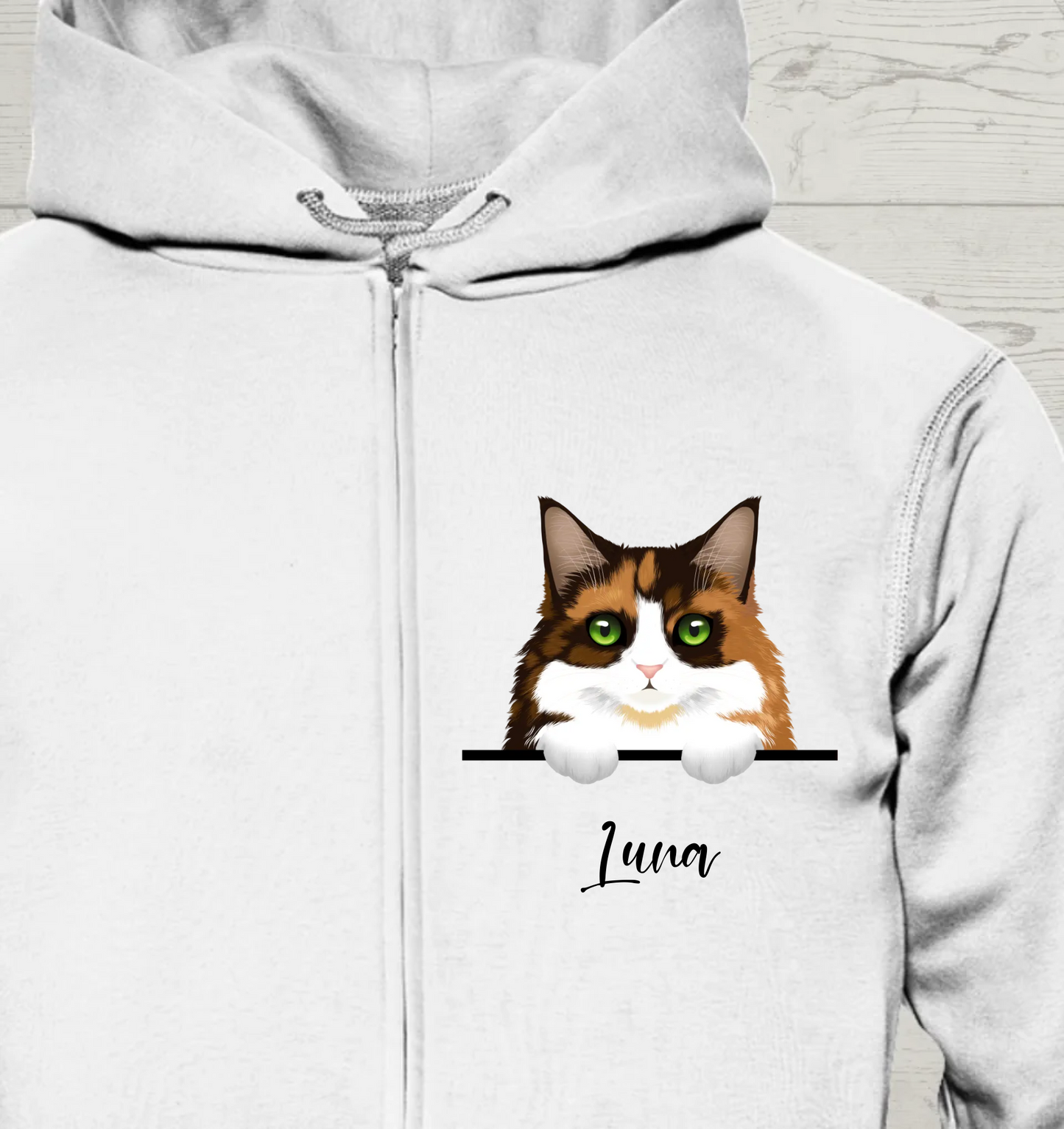 Spähende Katze - Personalisierbarer Zipper Hoodie