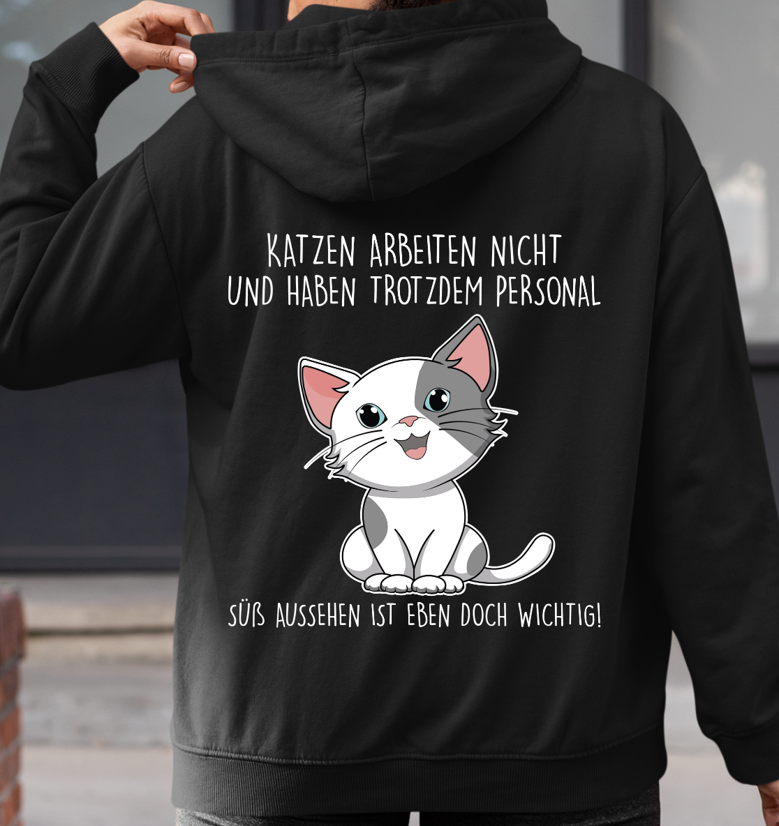 Katzen arbeiten nicht - Rückendruck - Unisex Hoodie