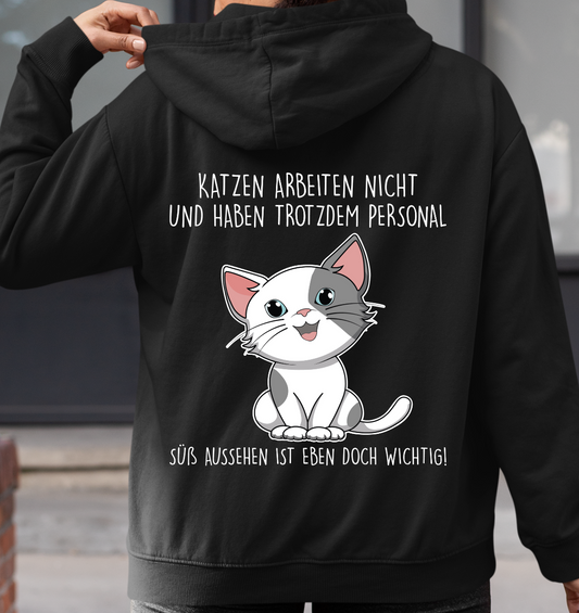 Katzen arbeiten nicht - Rückendruck - Unisex Hoodie