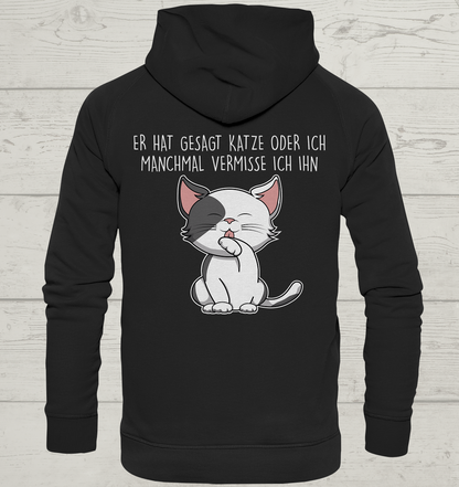 Katze oder Ich - Rückendruck - Unisex Hoodie