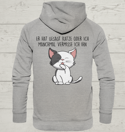 Katze oder Ich - Rückendruck - Unisex Hoodie