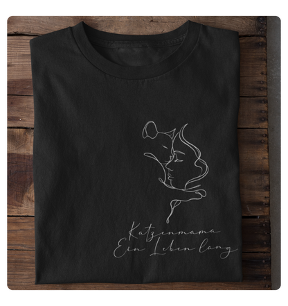 Katzenmama ein leben lang - Brusttasche - Unisex Bio T-Shirt